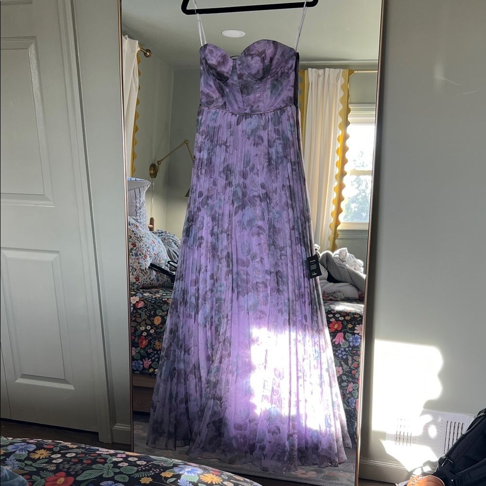 Lulu's Strapless Purple Floral Dress